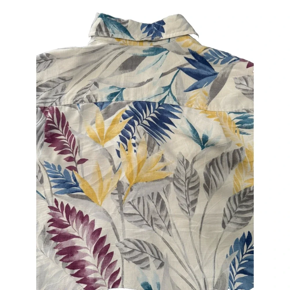 Tommy Bahama Shirt Mens Small Tropical Floral Silk Blend‎ Hawaiian